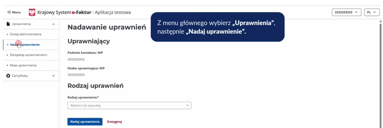 Вход в MCU KSeF для выдачи прав доступа бухгалтерскому бюро